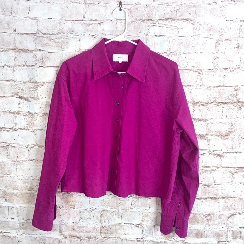 Xirena Jessie Cotton Button-Front Crop Top Size Small